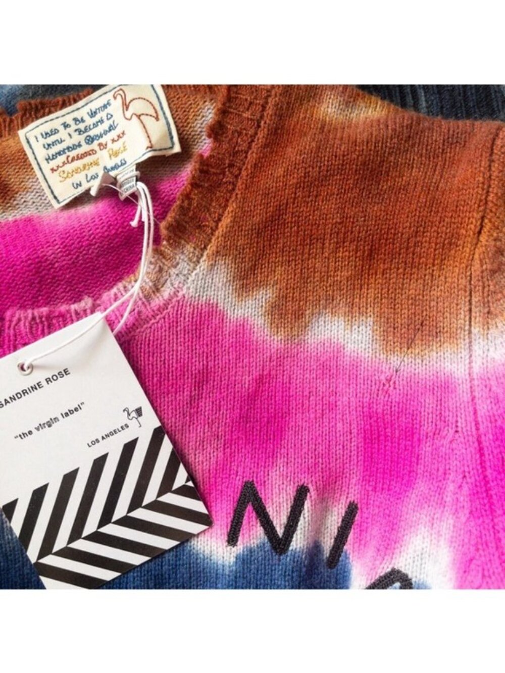 NWT Free People x Sandrine Rose California Tidy Cashmere Wool Sweater XS Tie Dye - Picture 7 of 11